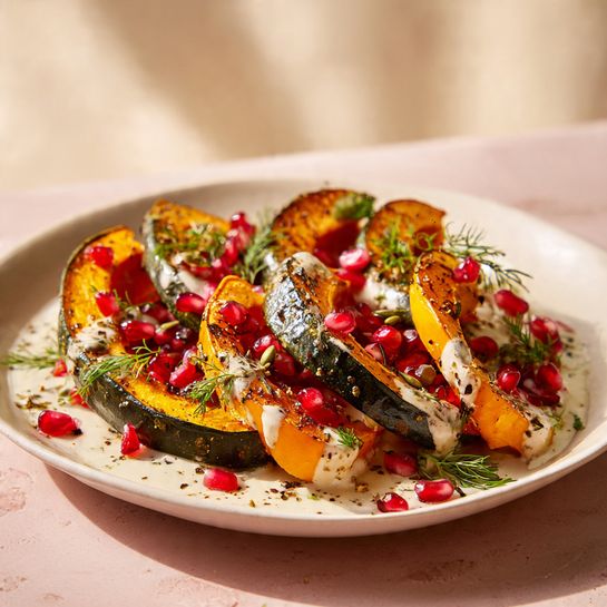 Roasted Kabocha Squash with Pomegranate Pepita Relish Recipe