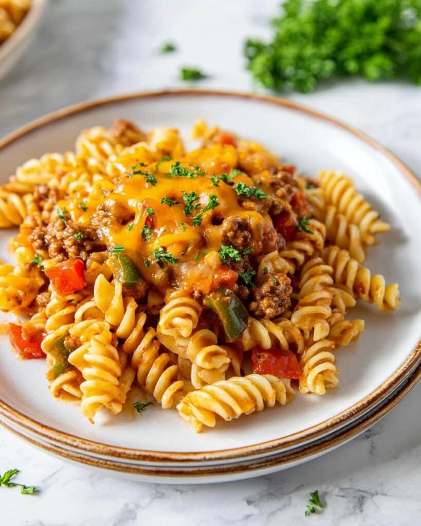 Hearty Hamburger Casserole with Pasta and Vegetables Recipe