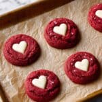 Red Velvet Cookies with White Chocolate Peanut Butter Hearts Recipe