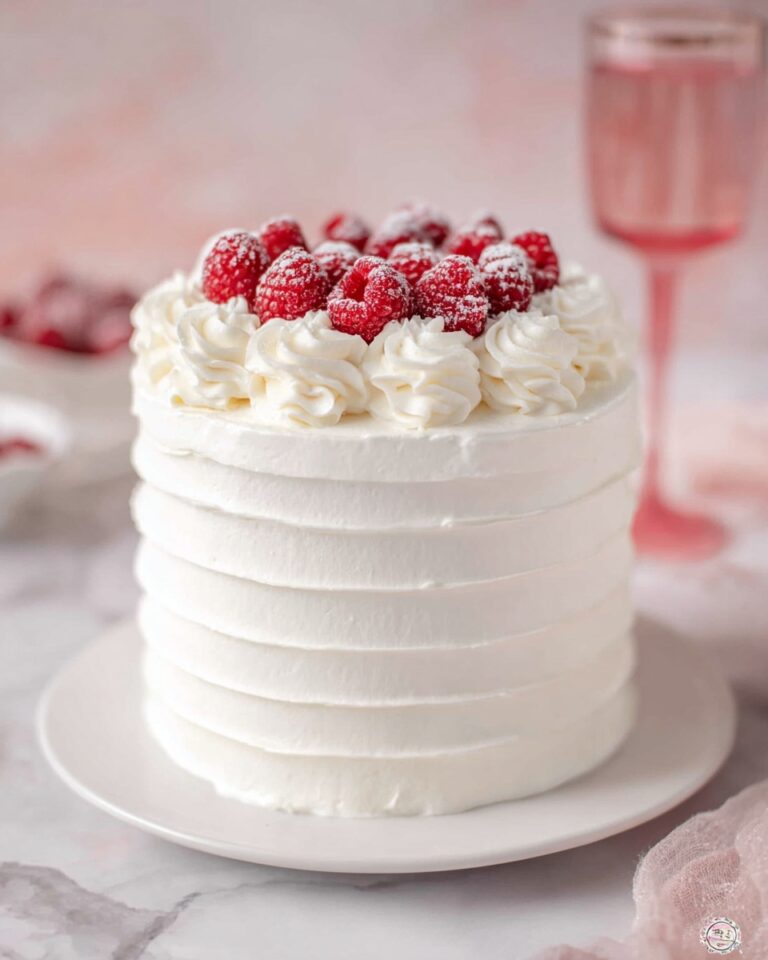 Pink Velvet Buttermilk Cake with Fluffy Whipped Cream and Raspberry Garnish Recipe