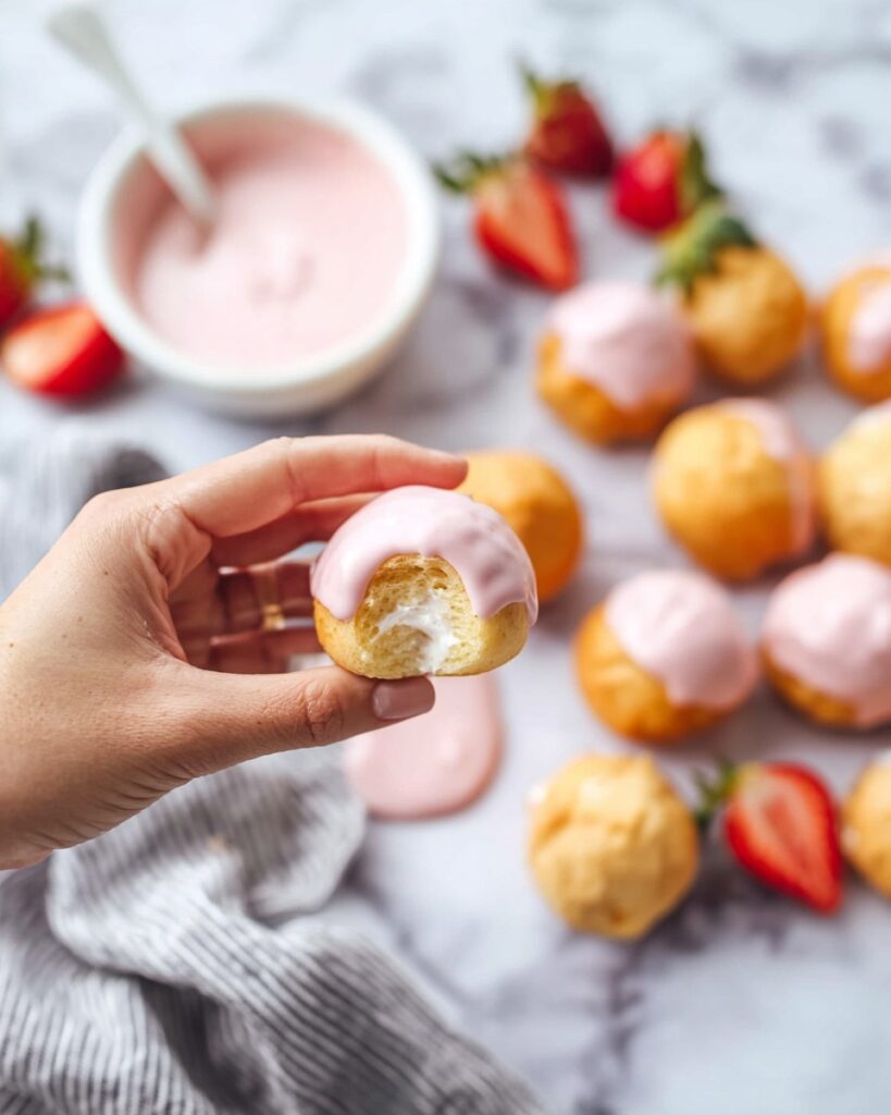 Strawberry Cream Puffs with Mascarpone Filling and Strawberry Ganache Recipe