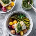 Air Fryer Halibut with Basil Chimichurri Sauce Recipe