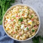 Creamy Ditalini Pasta Salad with Fresh Vegetables and Hard Boiled Eggs Recipe