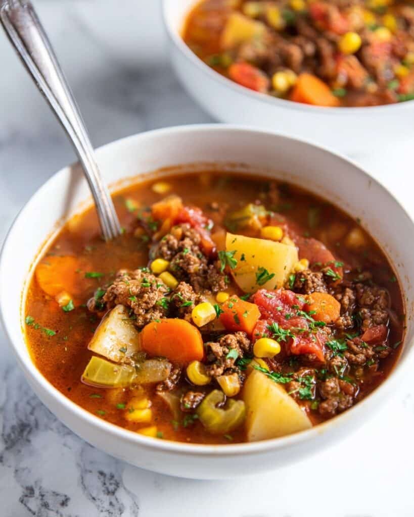 Hearty Hamburger Soup with Vegetables Recipe