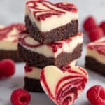 Heart Shaped Fudgy Cheesecake Brownies with Raspberry Swirl Recipe