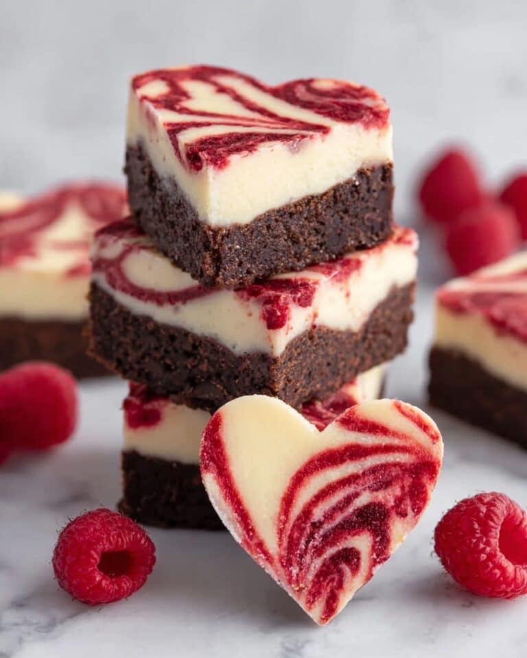 Heart Shaped Fudgy Cheesecake Brownies with Raspberry Swirl Recipe