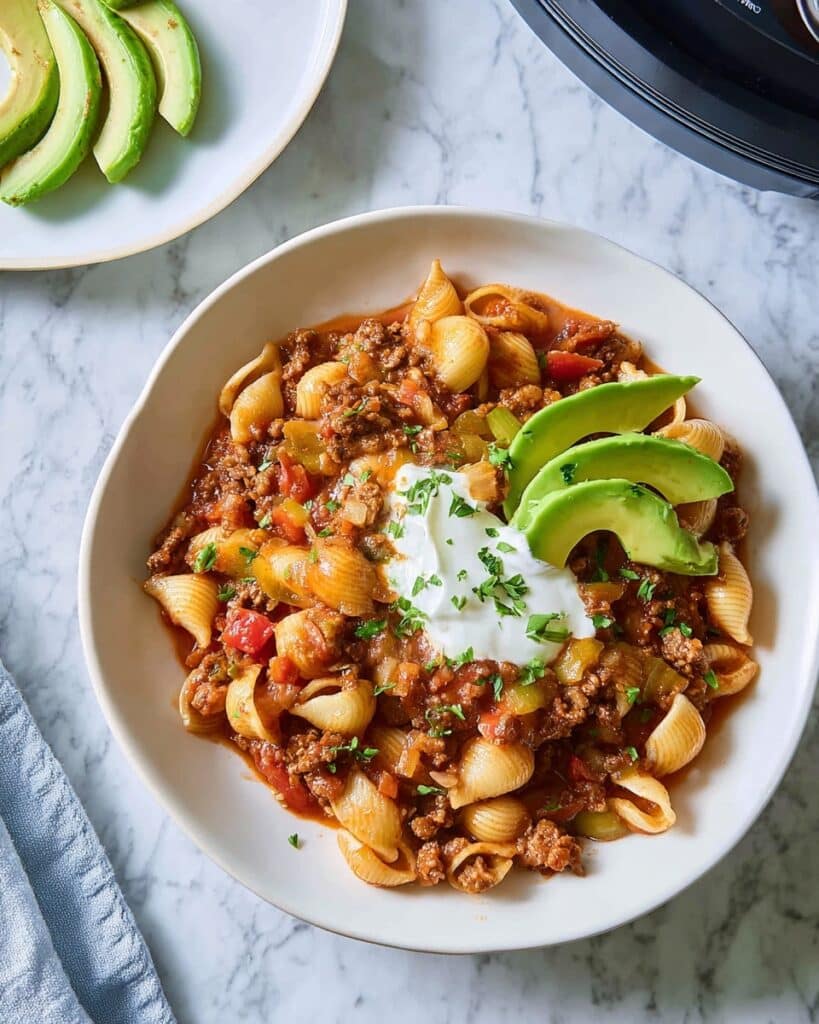Easy Slow Cooker Taco Pasta Recipe