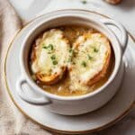 French Onion Soup with Gruyere and Baguette Crostini Recipe