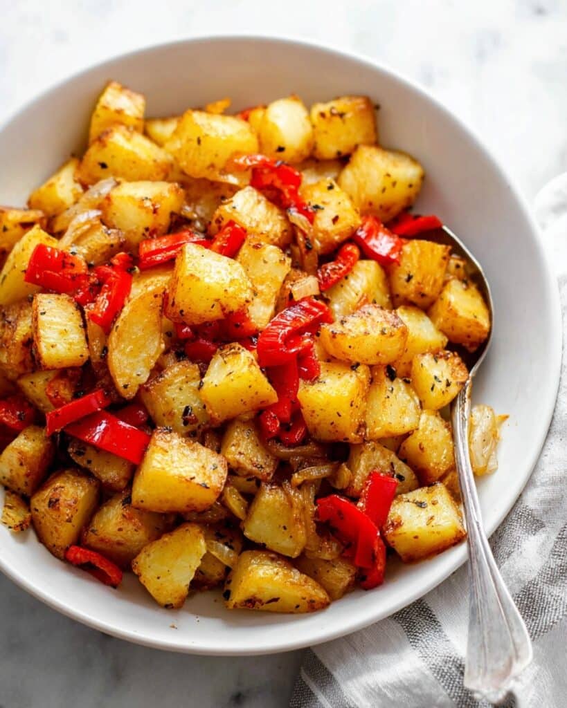Oven-Roasted Breakfast Potatoes with Bell Peppers and Onion Recipe