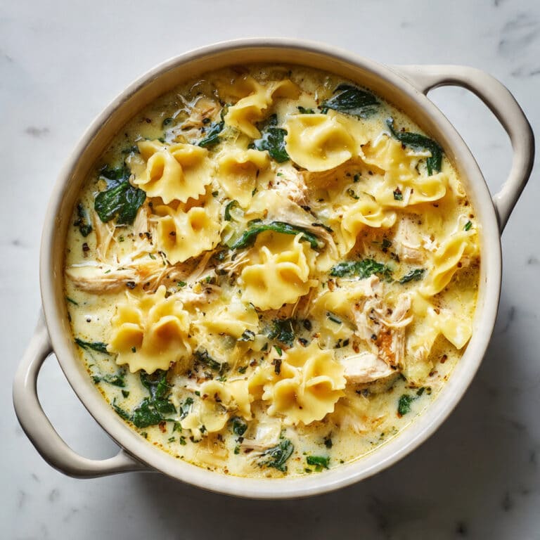 Creamy White Lasagna Soup with Chicken, Spinach, and Ricotta Recipe