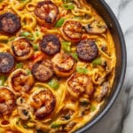 Mardi Gras Pasta with Shrimp, Crawfish, and Andouille Sausage Recipe