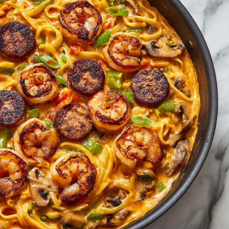 Mardi Gras Pasta with Shrimp, Crawfish, and Andouille Sausage Recipe