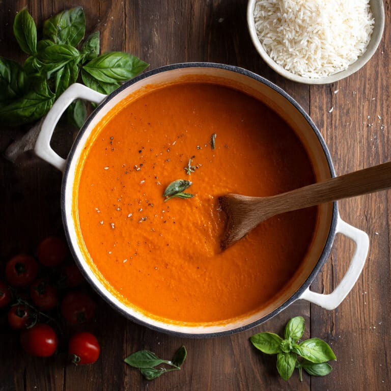 Creamy Roasted Tomato Soup with Basil and Parmesan Recipe