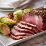 Corned Beef and Cabbage with Balsamic Reduction and Guinness-Steamed Cabbage Recipe