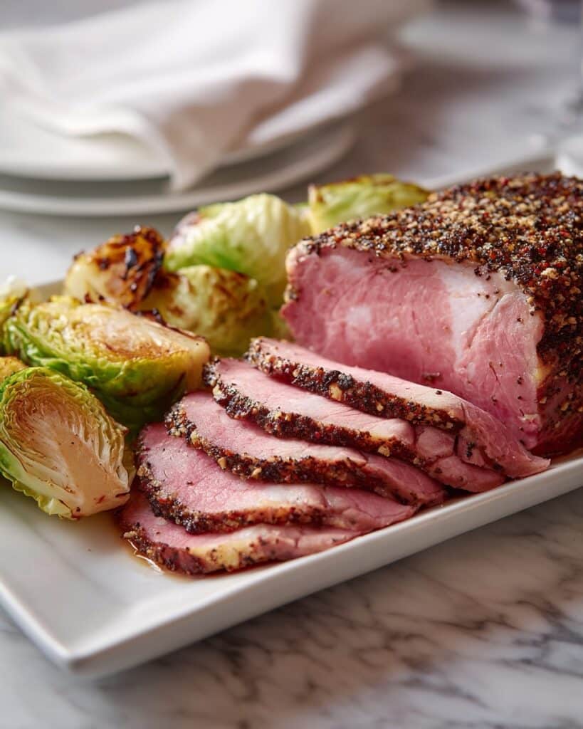 Corned Beef and Cabbage with Balsamic Reduction and Guinness-Steamed Cabbage Recipe