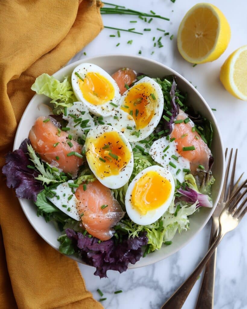 Smoked Salmon Salad with Soft-Boiled Eggs and Lemon Dijon Dressing Recipe