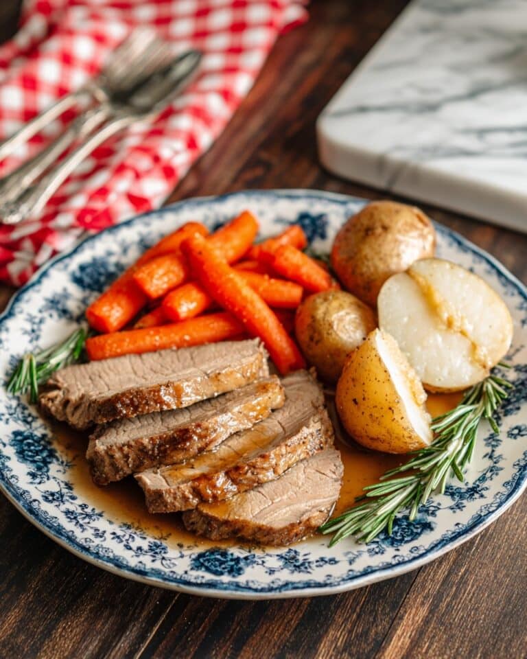 Instant Pot Brisket with Roasted Potatoes, Carrots, and Balsamic Sauce Recipe