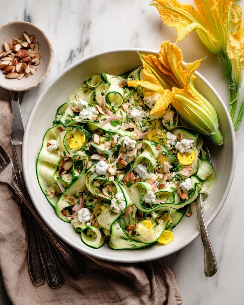 Shaved Zucchini Salad with Plums, Herbs & Almonds Recipe