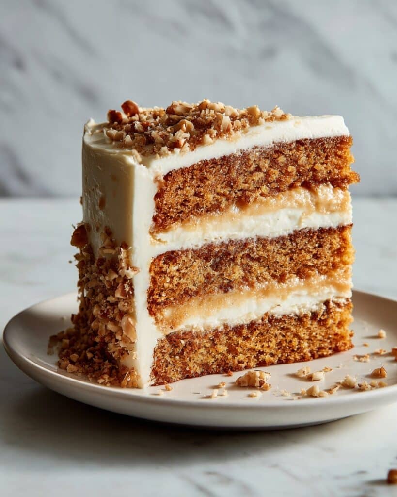 Pumpkin Layer Cake with Toffee Pecan Crumble and Cream Cheese Frosting Recipe