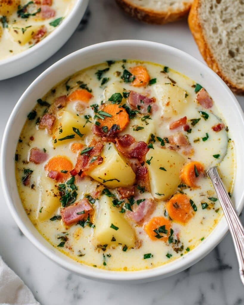Creamy Clam Chowder with Potatoes and Bacon Recipe