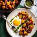 Crispy Corned Beef Hash with Fried Eggs and Chimichurri Recipe