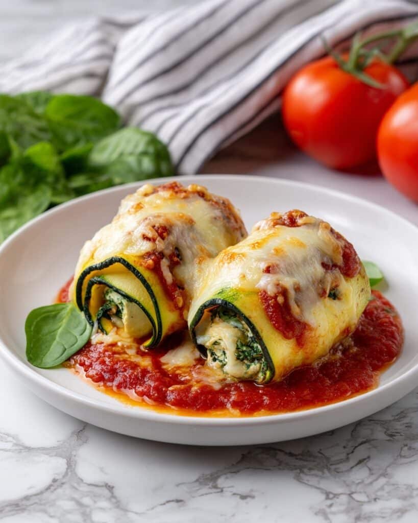 Zucchini Ravioli with Spinach Ricotta and Tomato Sauce Recipe