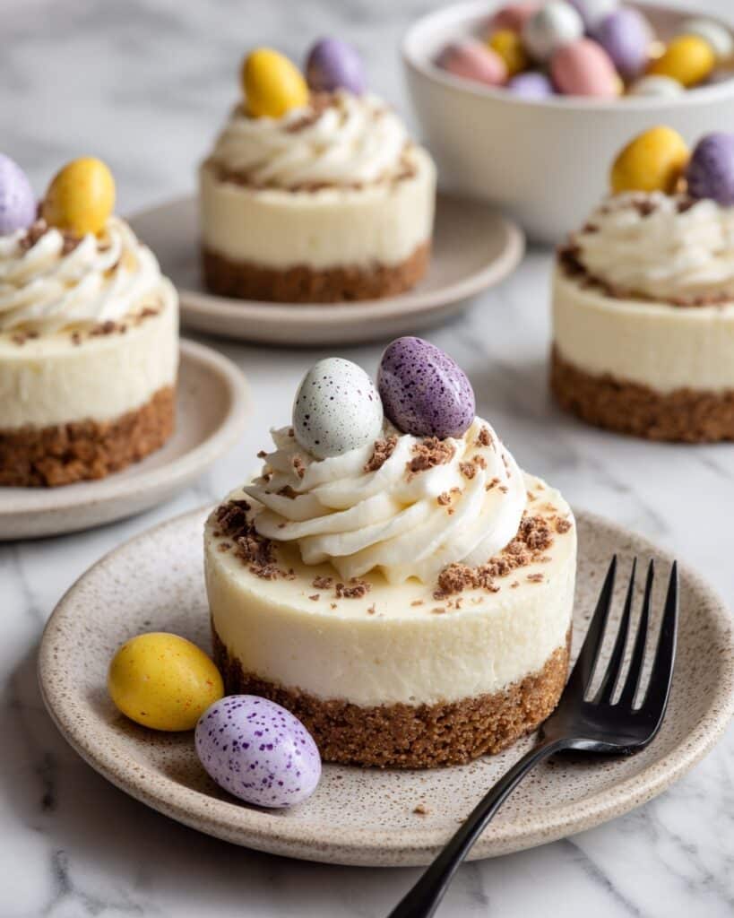 Mini Egg Cheesecakes with Chocolate and Cream Recipe