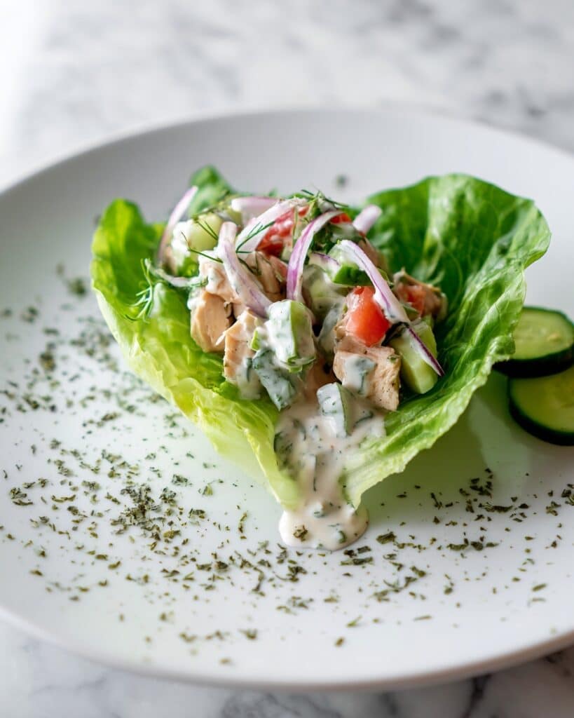 Greek Chicken Lettuce Wraps with Tzatziki Recipe