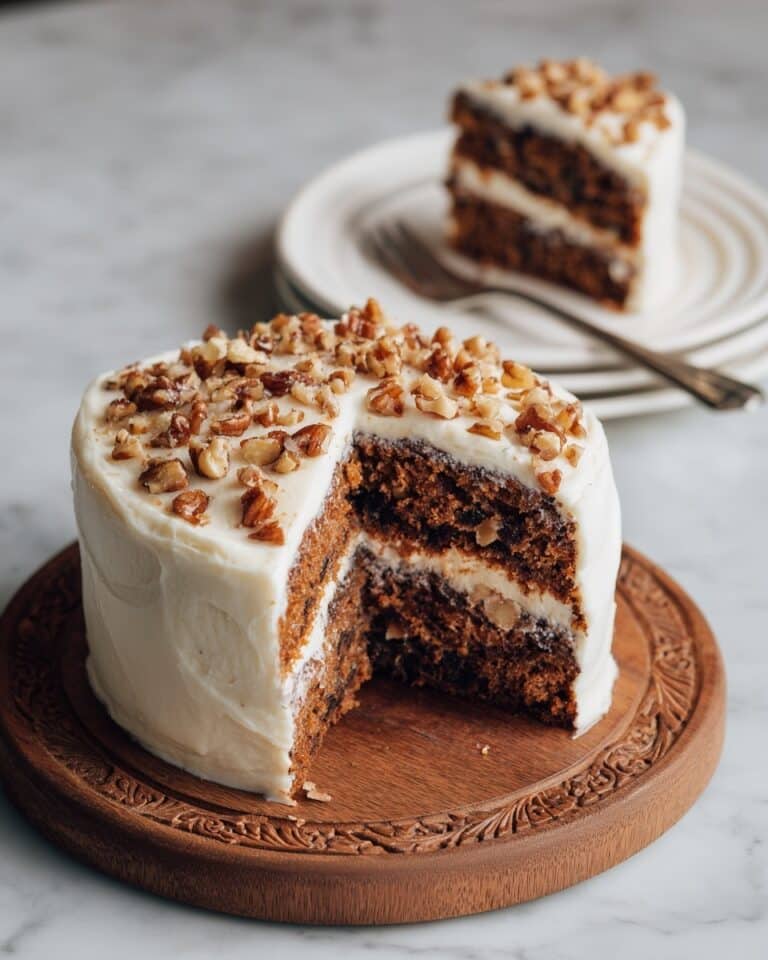 Zucchini Cake with Cream Cheese Frosting and Toasted Walnut Garnish Recipe