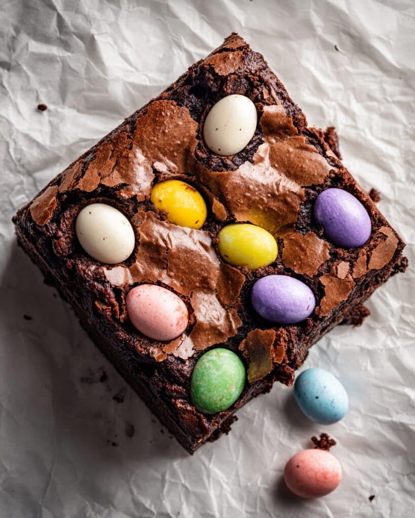 Fudgy Homemade Easter Brownies with Mini Eggs Recipe