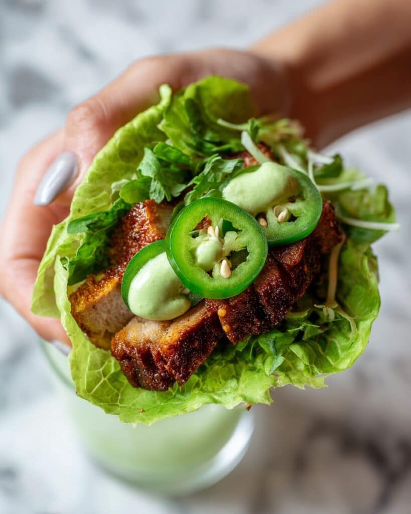 Blackened Salmon Lettuce Wraps with Avocado Crema Recipe