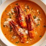 Roasted Tomato and Fennel Soup with Garlic-Parmesan Shrimp Recipe