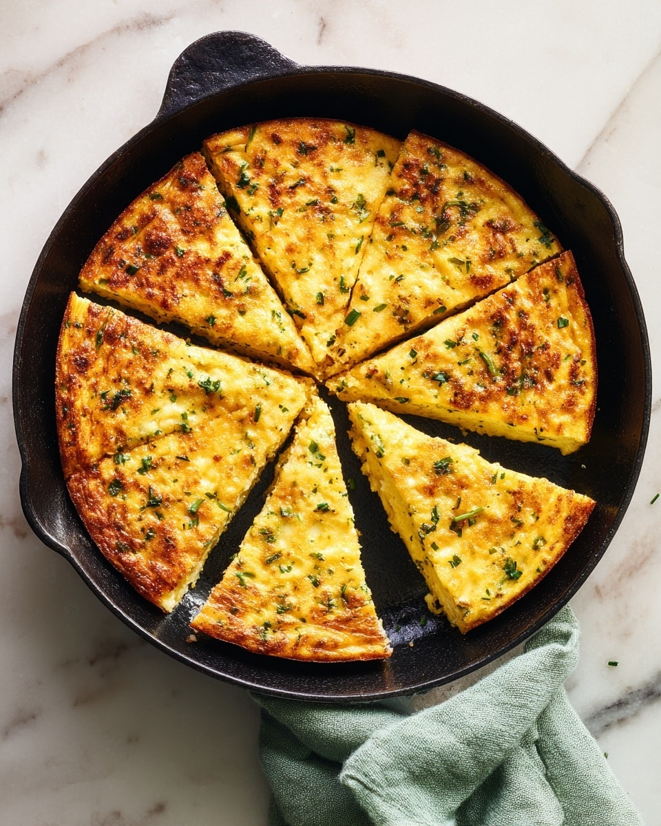 The image shows a large black cast iron pan on a gas stove with a thick mixture cooking inside. The mixture is pale yellow with many green specks evenly spread throughout, giving it a textured look. The surface is mostly smooth but has small bubbles and spots that show the cooking process. The pan handle is visible, and the stove has black grates with a white marbled countertop next to it. photo taken with an iphone --ar 4:5 --v 7