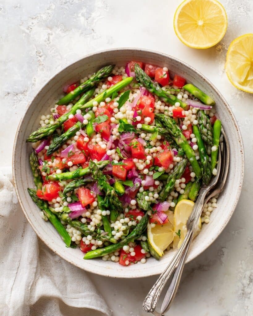 Lemon Asparagus Couscous Salad with Tomatoes Recipe