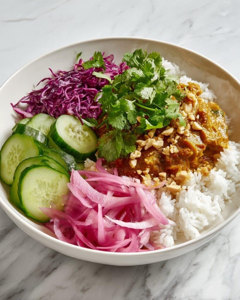 Chicken Curry Peanut Satay Rice Bowl Recipe