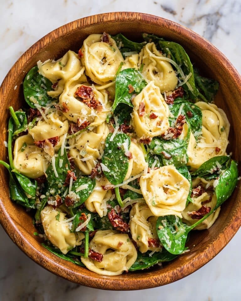 Tuscan Tortellini Salad with Spinach and Sun-Dried Tomatoes Recipe