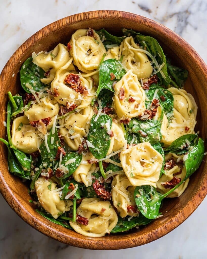 Tuscan Tortellini Salad with Spinach and Sun-Dried Tomatoes Recipe