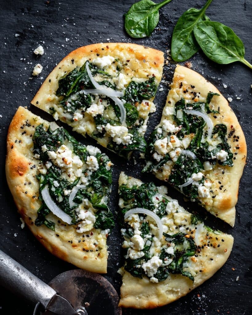 Spinach and Feta Naan Pizza Recipe