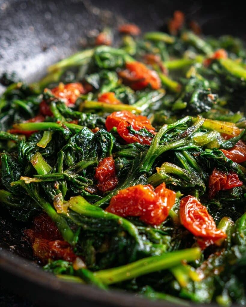 Italian Spinach Sauté with Tomatoes and Garlic Recipe