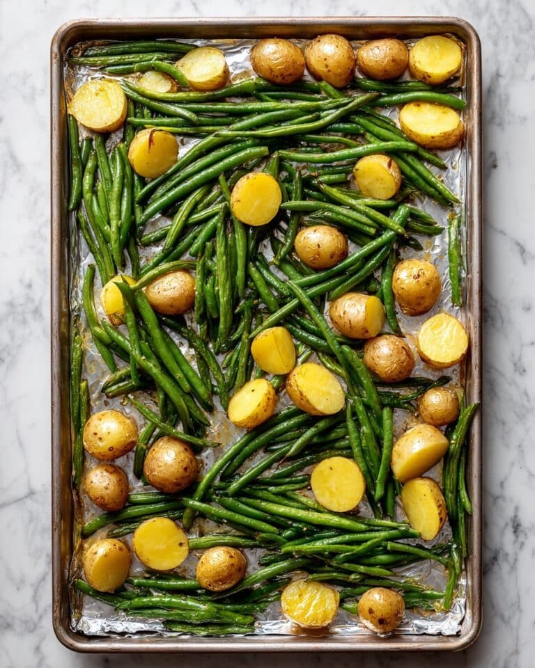 Roasted Sheet Pan Garlic Potatoes and Green Beans Recipe