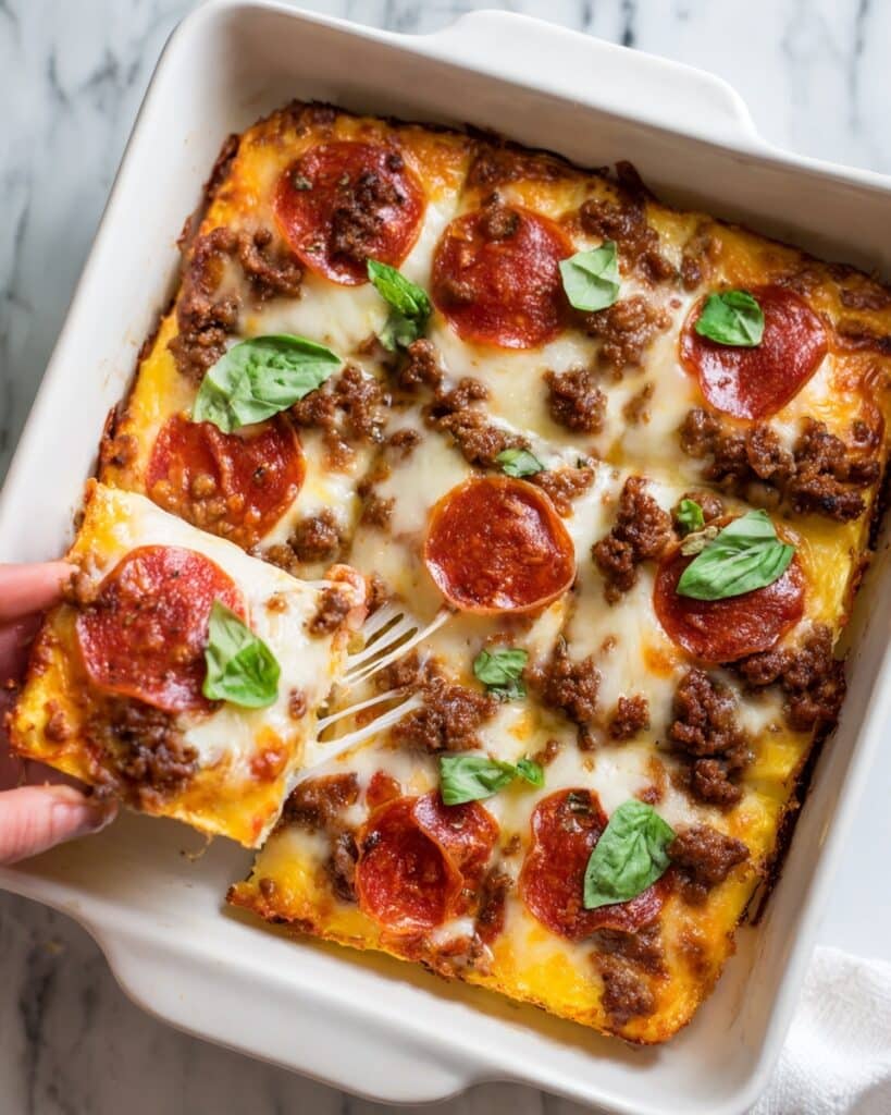 Quick Biscuit Dough Pizza with Ground Beef and Pepperoni Recipe