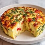 Crustless Zucchini and Tomato Cheese Quiche Recipe