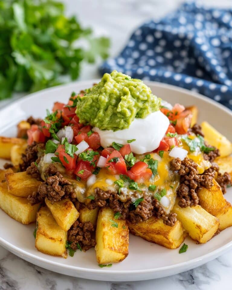 Crispy Taco Potatoes with Seasoned Ground Beef and Cheesy Toppings Recipe