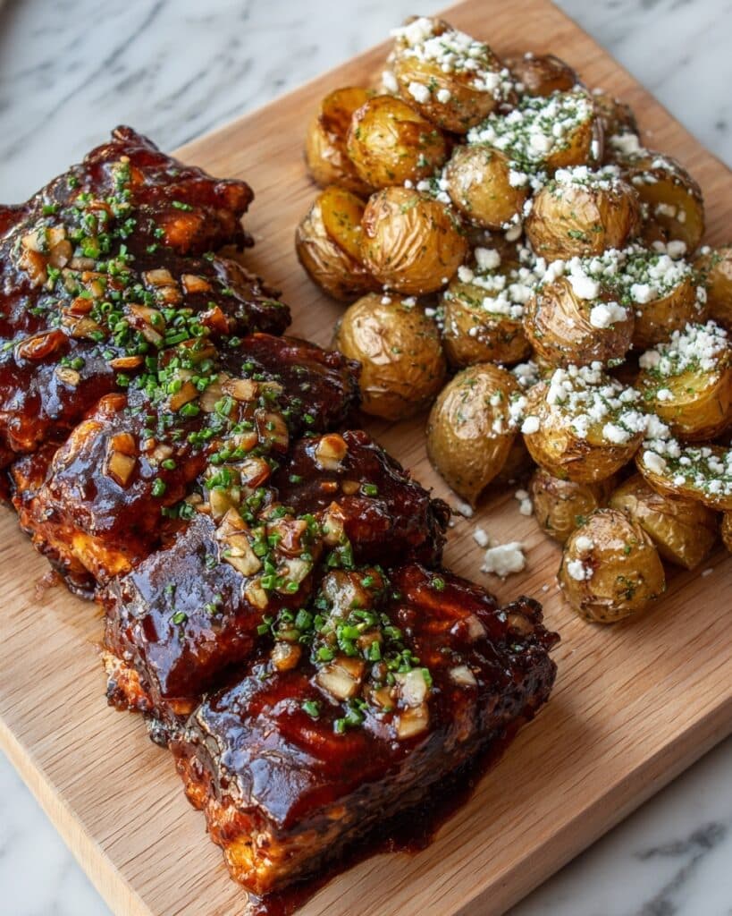 Honey BBQ Chicken with Creamy Garlic Parmesan Potatoes Recipe