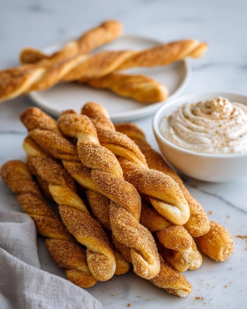 Air Fryer Cinnamon Sugar Twists with Cream Cheese Dip Recipe