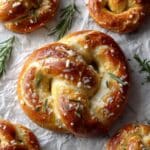 Mozzarella Stuffed Rosemary and Parmesan Soft Pretzels Recipe