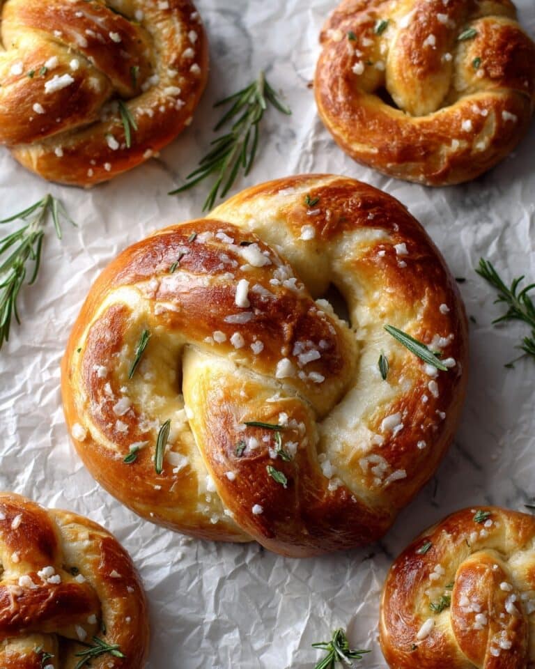 Mozzarella Stuffed Rosemary and Parmesan Soft Pretzels Recipe