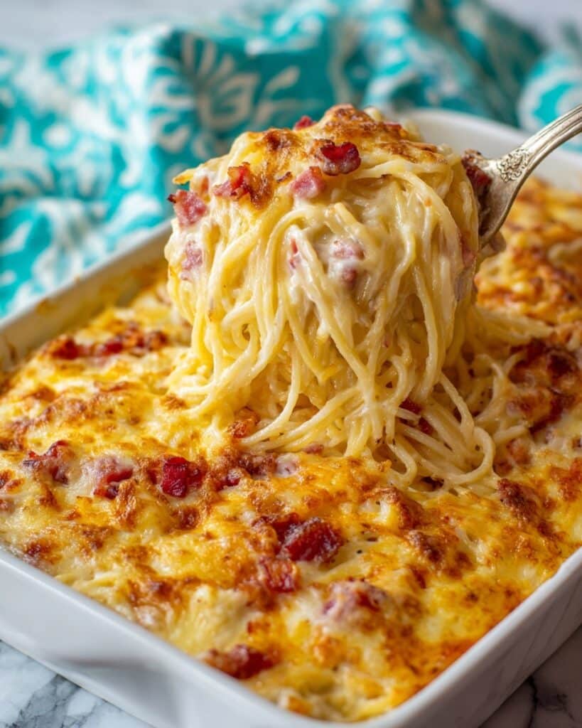 Creamy Rotel Chicken Spaghetti Bake Recipe