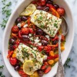 Baked Greek Chicken with Roasted Peppers, Tomatoes, and Feta Recipe