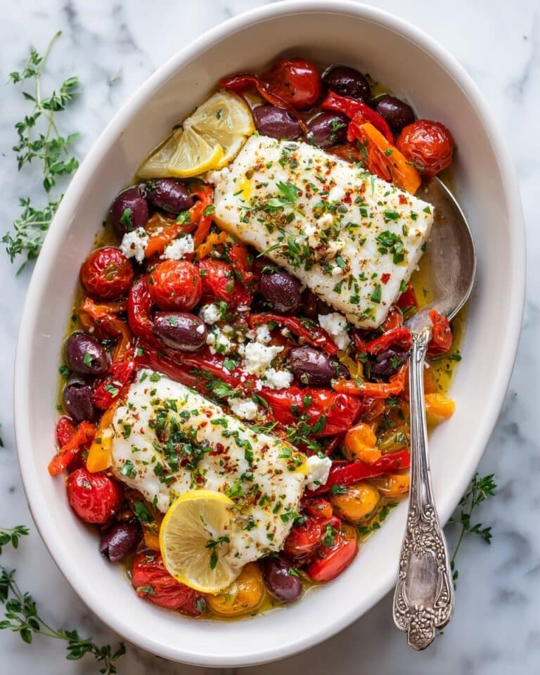 Baked Greek Chicken with Roasted Peppers, Tomatoes, and Feta Recipe